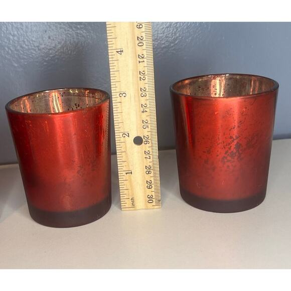 Set of 4 Crate & Barrel Mercury Tealight Holders in Red - Picture 4 of 6